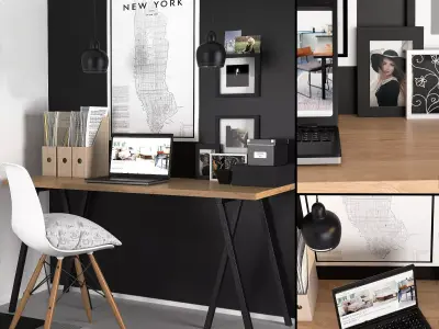 Desktop home office desk - bedroom furniture sets home 3D model