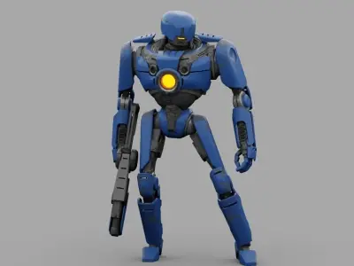 Cyborg cop  rigged 3D model