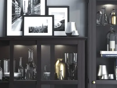 MALSJO Glass-door cabinets black stained black stained 3D model