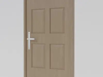 FREE Single Door with molds frame handle and hinges Free 3D model