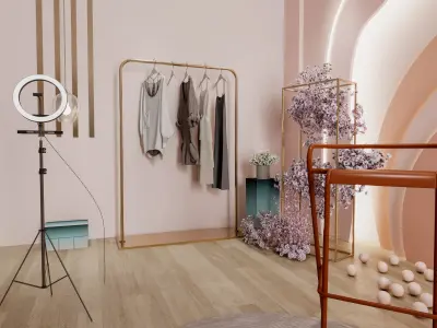 Live Clothing Store - 3D Broadcast Studio - E-commerce Showroom Low-poly 3D model