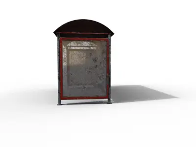 Old modern bus stop Terror Low-poly 3D model