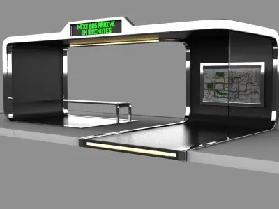 Bus Stop Low-poly 3D model