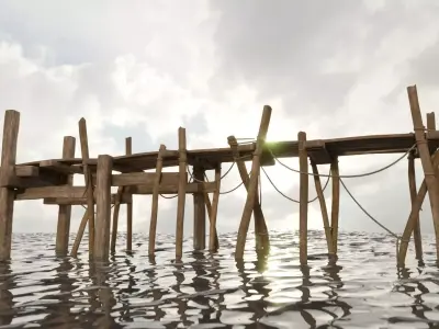 Wood Pier Low-poly 3D model