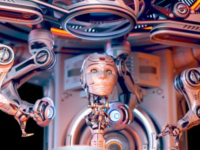 Sci - Fi Circular Construction Pod - Rigged 3D model