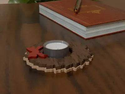 Christmas Wreath Tea Light Candle Holder Free low-poly 3D model