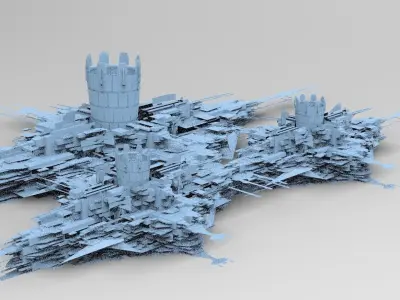Dark Cyberpunk Slums Base 3 3D model