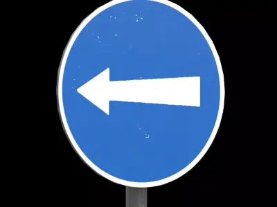 Compulsory turn left Low-poly 3D model