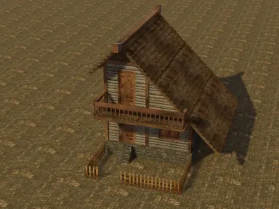 Medieval house 4 Low-poly 3D model