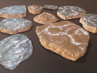 3D Shale Rock Plates - Game Ready Low-poly 3D model