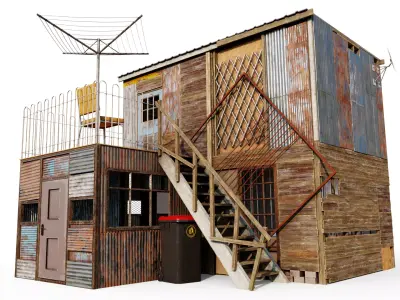 Colourful Shack Low-poly 3D model