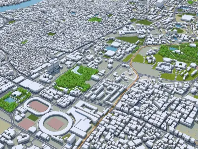 Dhaka Downtown Bangladesh Low-poly 3D model