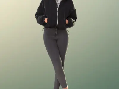 Serina 11194 - Black Girl Jacket Standing Street Style Low-poly 3D model