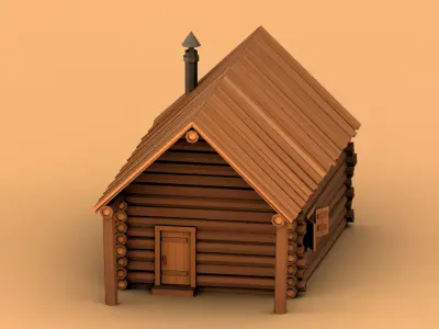Wooden Log House Pack - Low Poly Stylized Asset Low-poly 3D model