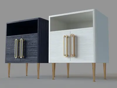 Odetta Nightstand Blue and Cream 3D model