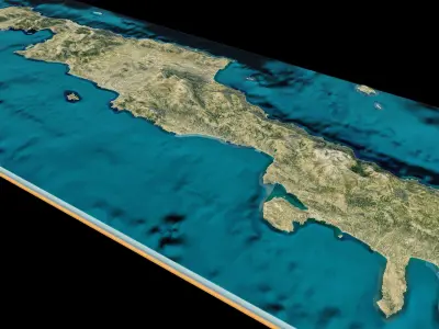 Crete island full 3d model terrain Low-poly 3D model