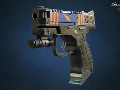 Sci-fi Pistol Low-poly 3D model 16
