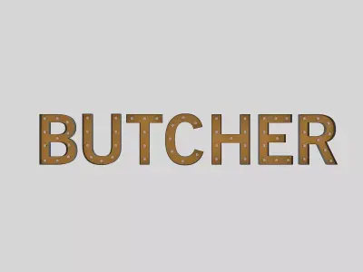 Butcher Sign With Bulb Low-poly 3D model