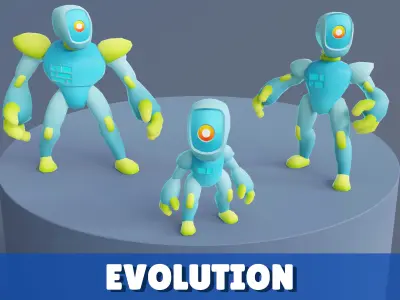 Cartoon Robots Pack 02 Low-poly 3D model