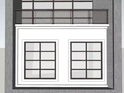 Modern Architectural Building with Balcony - 3D Model 3D model