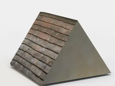 Dormer cottage with roof Low-poly 3D model