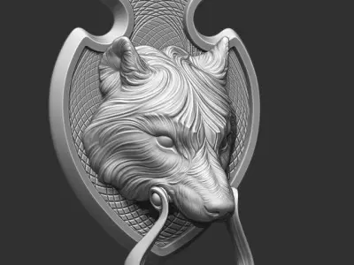 Wolf  Doorhandle 2021 Head  Woolf model to print Part 01 3D print model