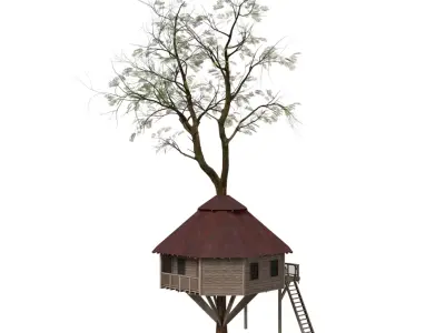 Generic Tree House B Rustic Tree Hut Variant 3D model