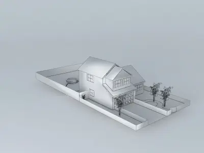 A small colonial house exterior Free 3D model