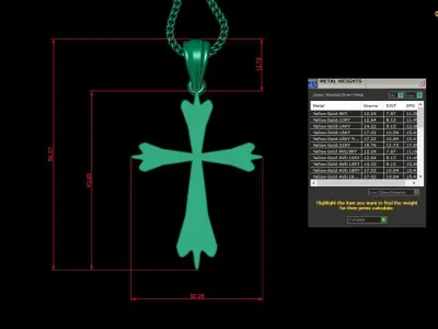 Light Gold 18K Cross Pendant 2CP007 3D print model