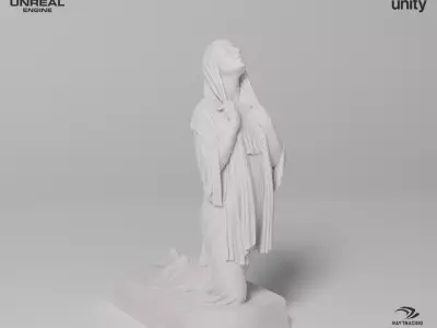 The Annunciation Sculpture VR AR Mobile-ready Game-ready Low-poly 3D model
