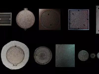 MANHOLE COVERS Low-poly 3D model purchase
