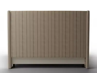 Adara Wingback Bed - Tailored Upholstery in Natural Stripe Linen Low-poly 3D model