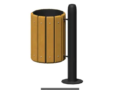 13 pieces wooden trashcan garbage wastebin set 3D Model Pack