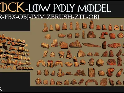 Rock Collection-93 Rock-Rock Base Mesh-Stone-Vol 01 Low-poly 3D model