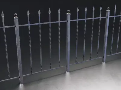 Wrought Iron Decorative Fence Set Low-poly 3D model