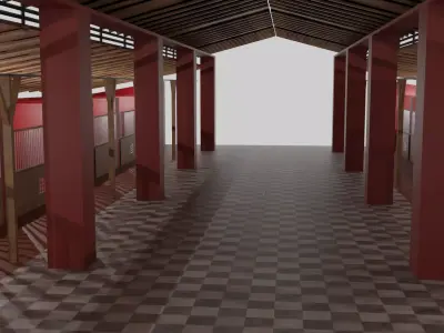 Horse Stable Low-poly 3D model