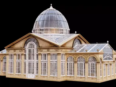 Greenhouse ornate building with glass roof 3D model