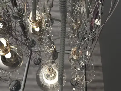 Chandelier pendant light with glass shade 3D model