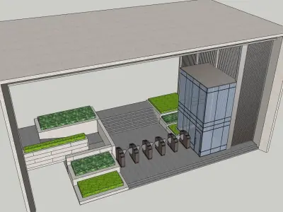 traditional modern pedestrian entrance main gate 3D model