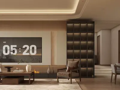 Chinese Song - style living and dining room 3D model