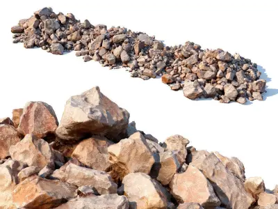 Various piles of soil and stones 3D Model Pack