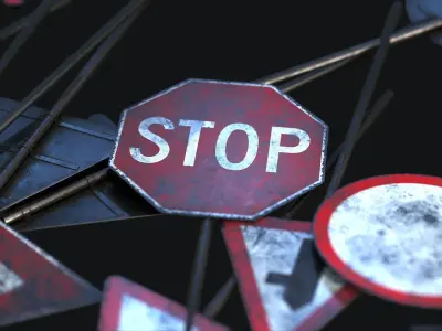 Traffic Sign Collection VOL 1 Low-poly 3D model