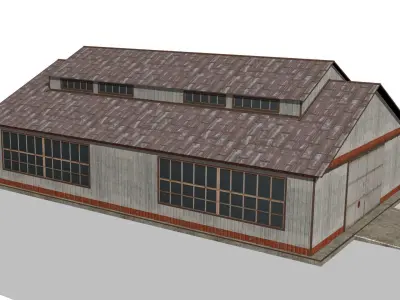 Warehouse house Low-poly 3D model