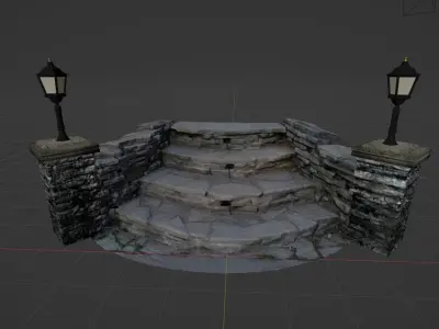 Flagstone Entrance Stairs 3D model