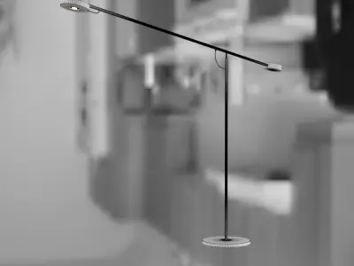 Floor lamp with a disc-shaped shade on a movable rod  3D model