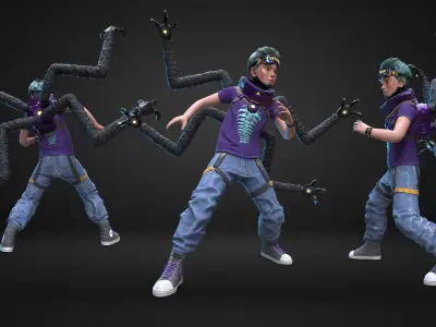 CyberPunk Boy Low-poly 3D model