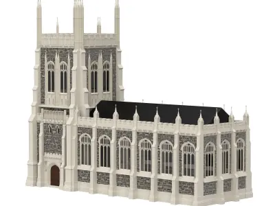 Cathedral Chapel neo-gothic style 2 3D model