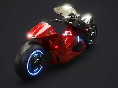 Futuristic Cyberpunk Motorcycle Sci-Fi Bike Neon City  Low-poly 3D model