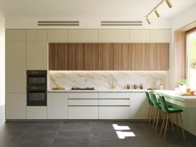 Modern L-Shape Kitchen 3D model