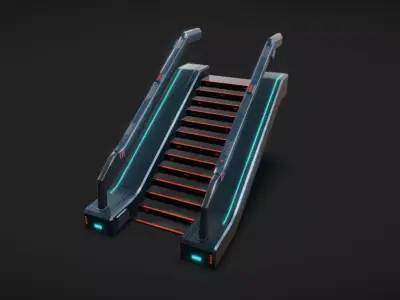 SciFi Stairs Low-poly 3D model